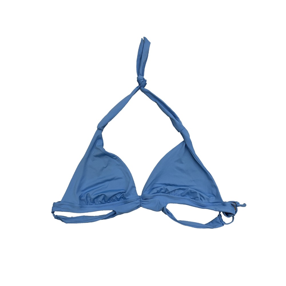 Poolside Frankies Bikinis Triangle Top Women M Blue Excellent Cutout Halter Swim